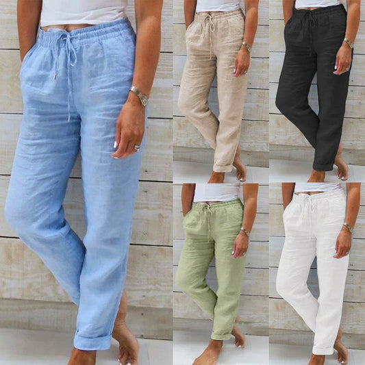 Jenny – Pantalon Décontracté en Coton et Taille Haute