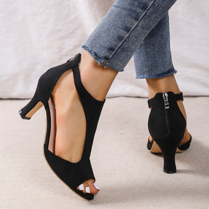 Claire – Sandales à Talons Hauts avec Fermeture Éclair et Bout Ouvert