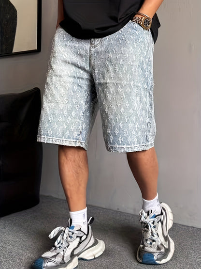 Herreshorts i streetwear-stil med broderet mønster – Afslappede, trendy urbane shorts