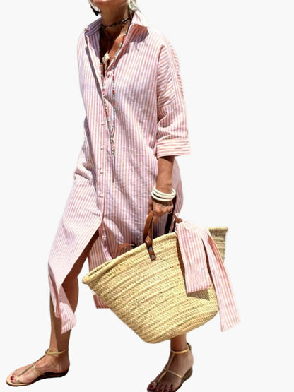 Elegant Striped Shirt Dress for Women Casual Stylish for Outings and Holidays
