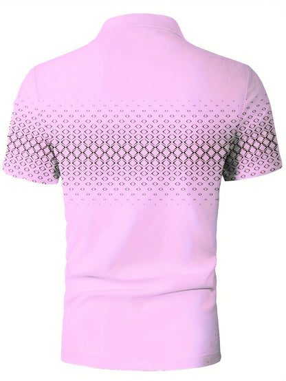 Polo Homme Mode Décontractée à Motif Géométrique pour Été