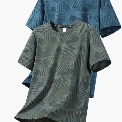 Camiseta casual para hombre estilo tropical transpirable de manga corta - Pack de 2, ideal para el verano