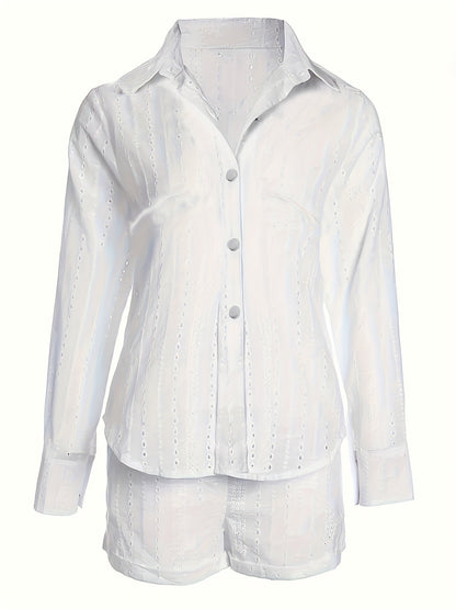 Ensemble chemise et short femme style vacances chic décontracté pour l'été