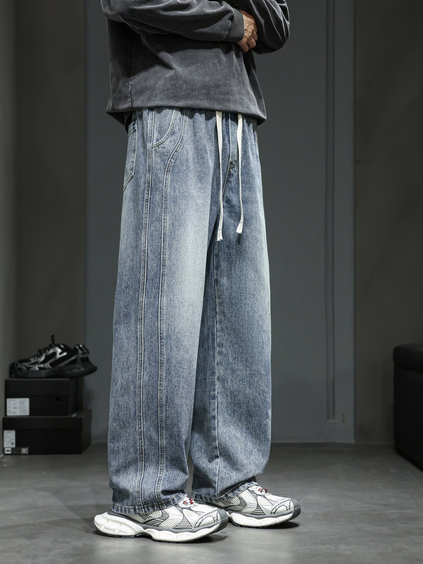 Jean large coupe ample pour homme style urbain décontracté