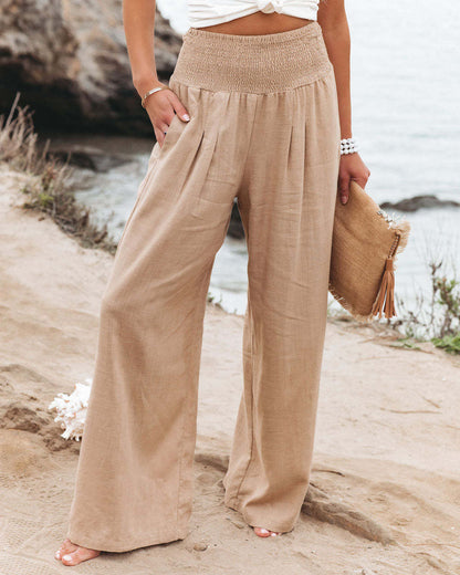 Faith – Pantalon large en coton et lin