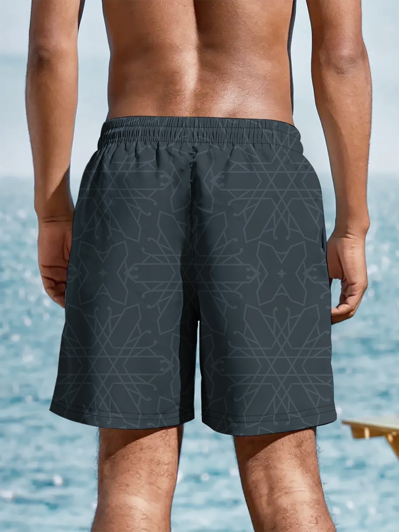 Short de Bain Homme Style Décontracté à Motif Graphique pour Plage et Piscine