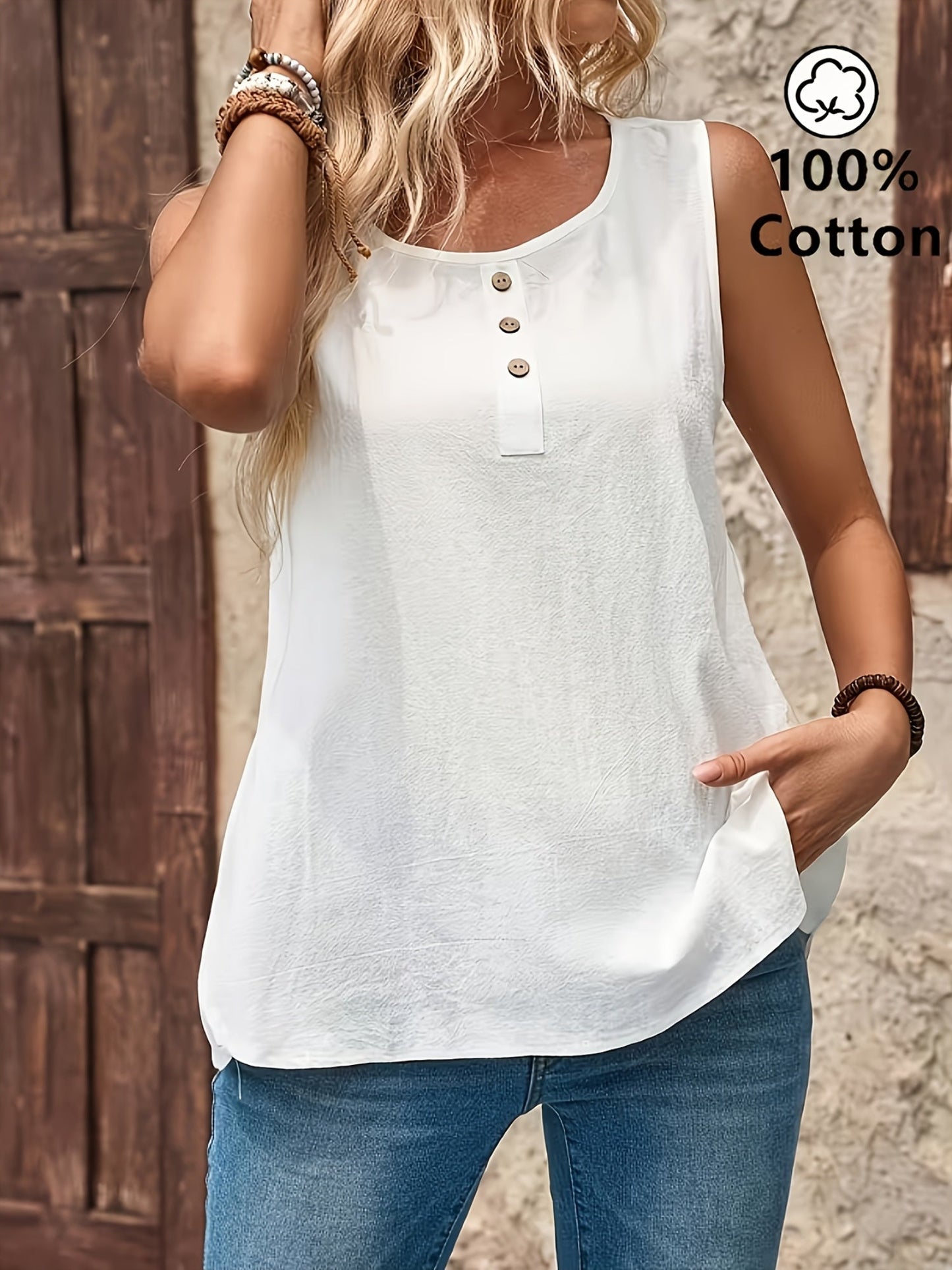 Débardeur décontracté femme sans manches style bohème chic pour l'été
