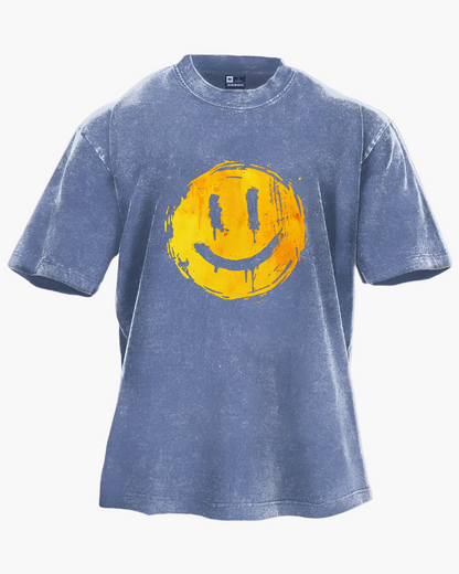 Camiseta unisex de gran tamaño estilo callejero sonriente – Comodidad y aspecto moderno