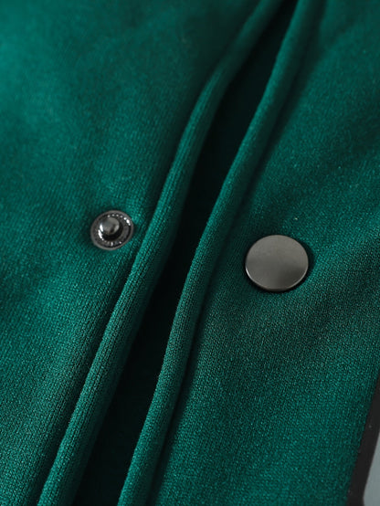 Varsitystijl universiteitsset voor heren, casual sportieve jas en broek, trendy