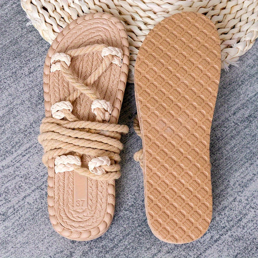 Sandales plates bohèmes pour femme style artisanal à brides tressées – Idéal été, plage et festivals