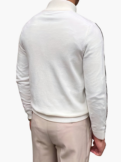 Pull homme col montant zippé style élégant pour affaires et loisirs