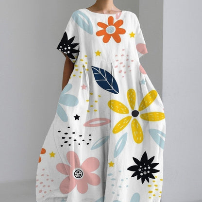 Sue – Robe de Mode Décontractée avec Impression 3D en Tissu Coton