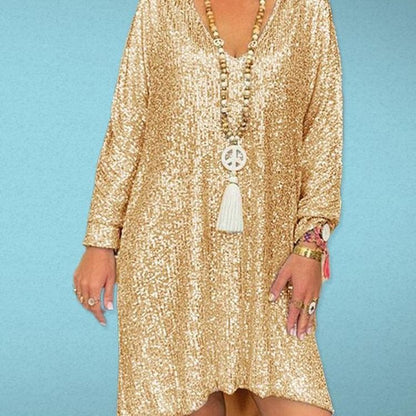 Robe Femme Élégante à Sequins Style Décontracté Chic pour Occasions et Soirées