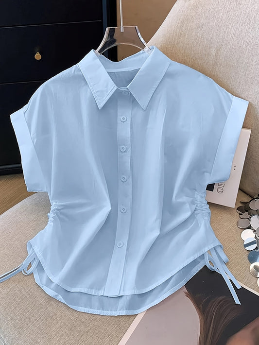 Chemise Femme Manches Courtes Élégante à Boutons Style Moderne