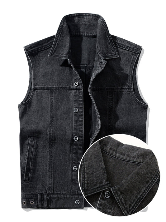 Gilet sans manches style jean décontracté pour homme – Idéal pour un look urbain tendance