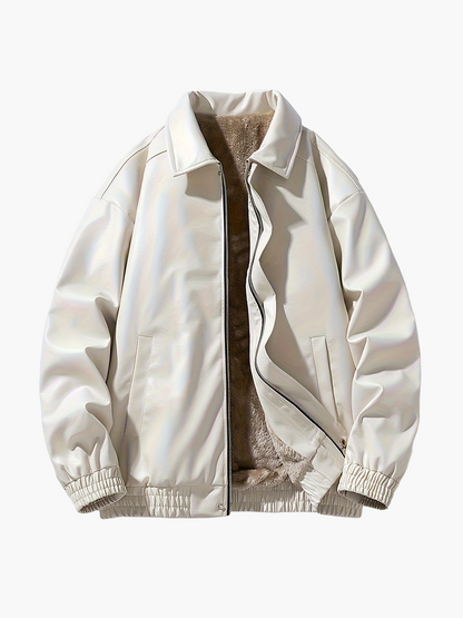 Blouson style bomber décontracté pour homme, coupe ample, fermeture zippée, col à revers