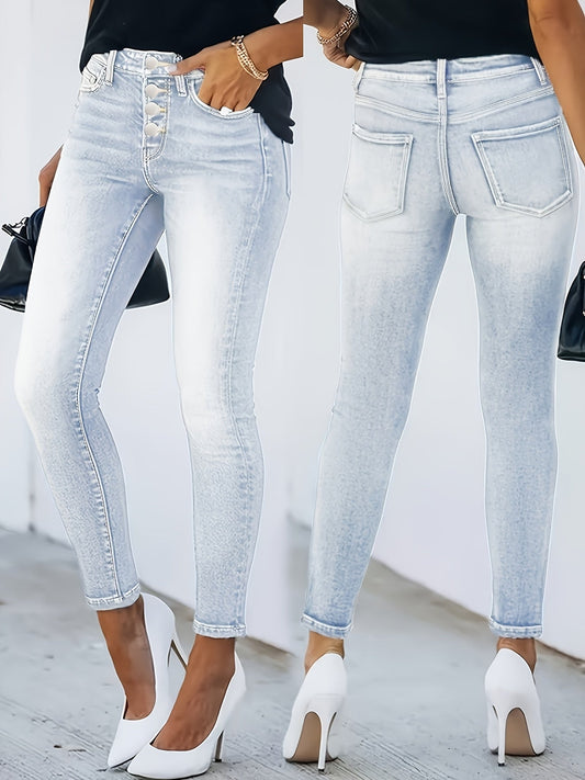 Jean skinny taille haute femme style street élégant pour toutes saisons