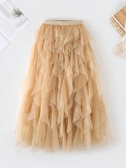 Jupe longue à volants style bohème pour femme, élégante et tendance, idéale pour occasions spéciales et looks romantiques