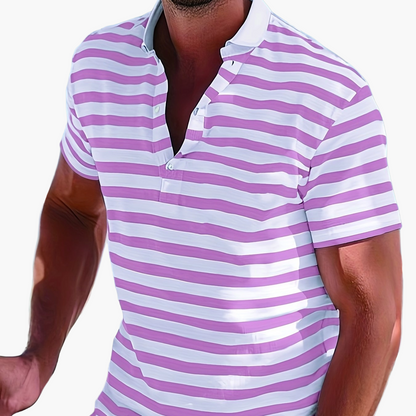 Polo marin à rayures homme style casual pour l'été