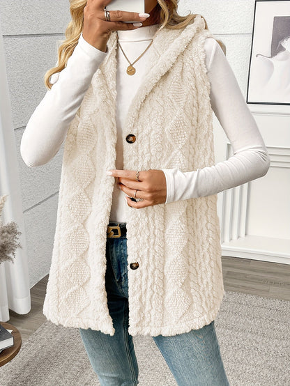 Gilet sans manches à capuche style torsadé pour femme, élégant et décontracté