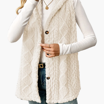 Gilet sans manches à capuche style torsadé pour femme, élégant et décontracté
