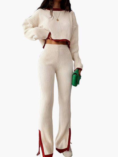 Ensemble deux pièces femme style élégant pour automne/hiver – tenue décontractée à la mode