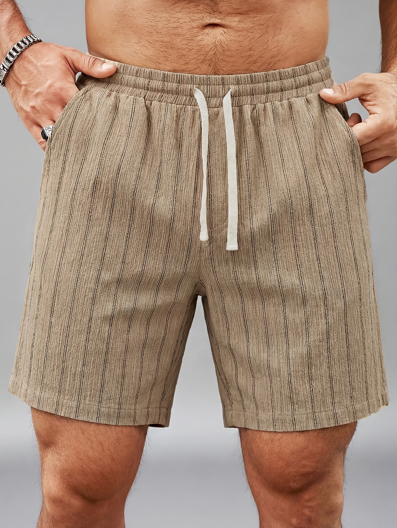 Shorts décontractés à rayures pour homme, style urbain tendance, idéals loisirs et sport