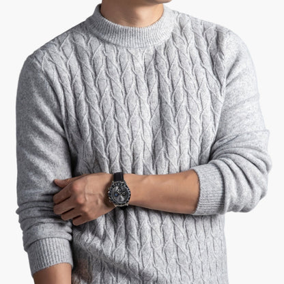 Pull-over col rond style torsadé pour homme - Élégant et décontracté automne/hiver
