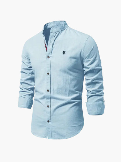 Chemise homme col mao manches longues élégante style casual business