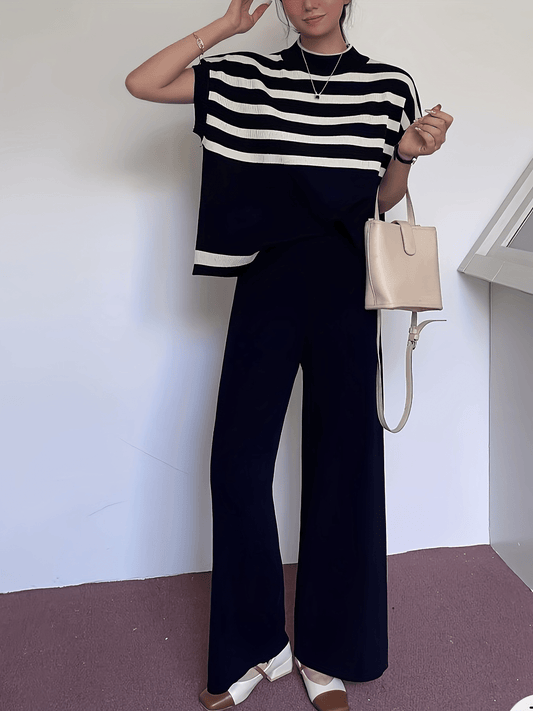 Ensemble Femme Élégant Style Marinière Décontracté Chic pour Printemps/Été