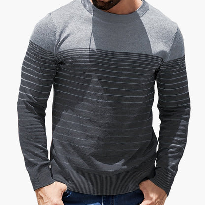 Pull à rayures pour homme style casual – Manches longues, col rond, idéal pour le printemps et l'automne