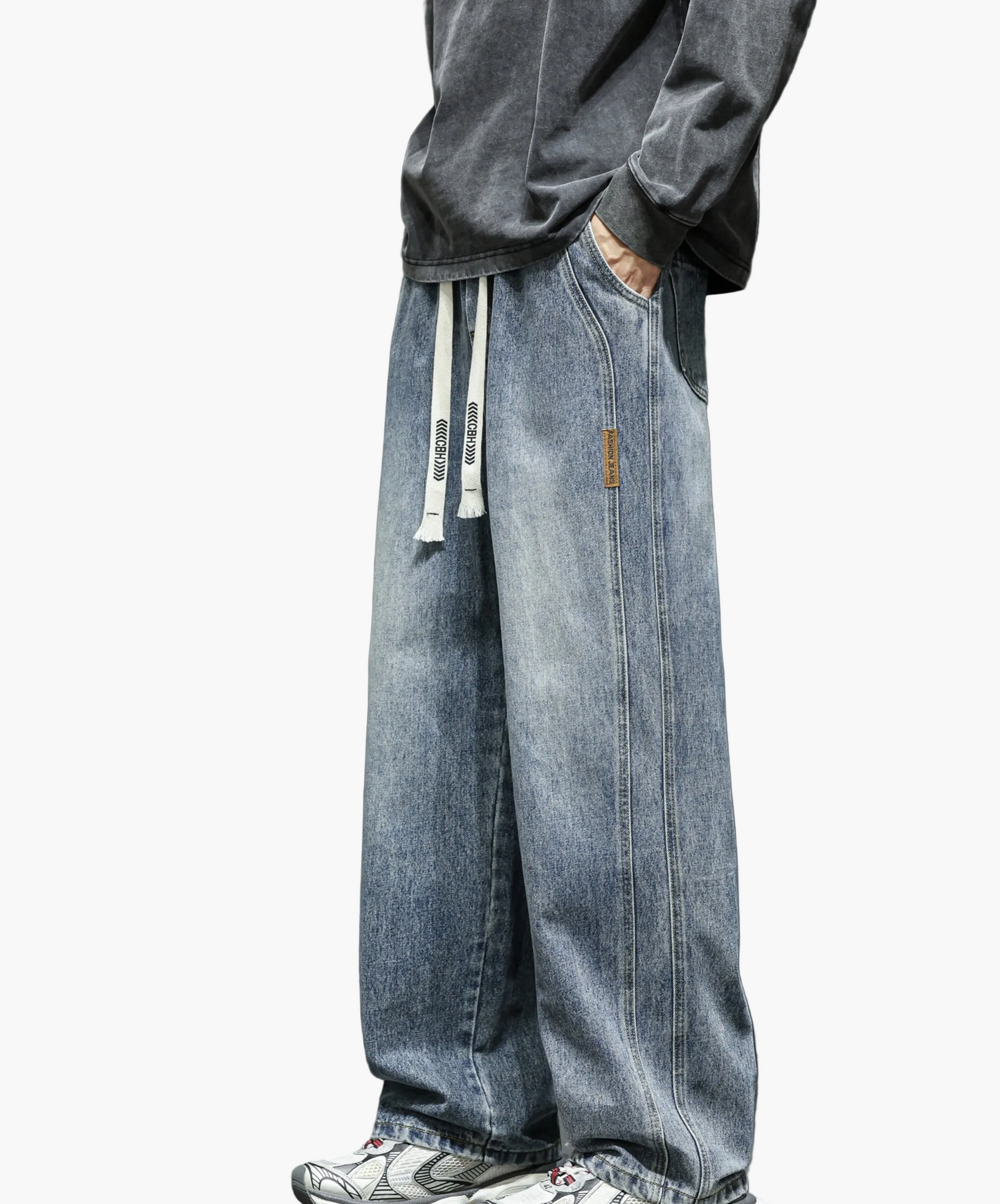 Jean large coupe ample pour homme style urbain décontracté