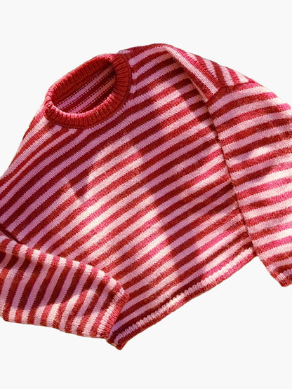 Pull à rayures style élégant pour femme - Automne/Hiver - Col rond