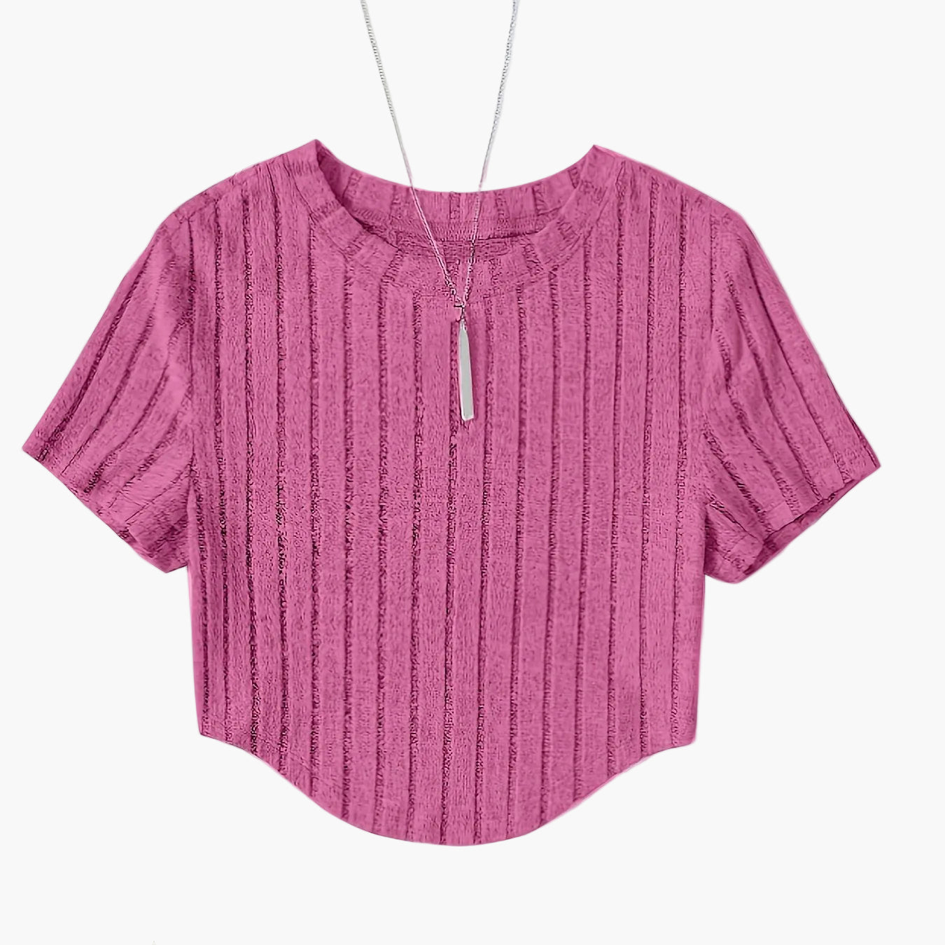 T-shirt damski w stylu casual z krótkim rękawem i okrągłym dekoltem – idealny na lato i czas wolny