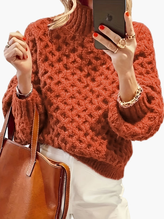 Pull femme style décontracté à col montant pour l'automne et l'hiver