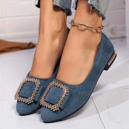 Ballerines élégantes à bout pointu pour femme avec boucle ornementale – Style chic et raffiné pour toutes occasions
