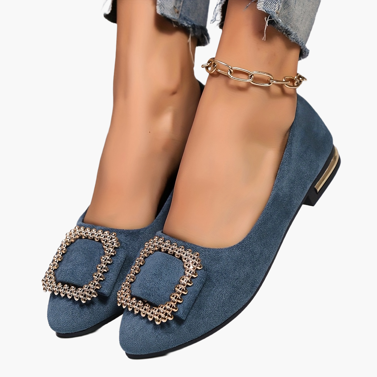 Ballerines élégantes à bout pointu pour femme avec boucle ornementale – Style chic et raffiné pour toutes occasions