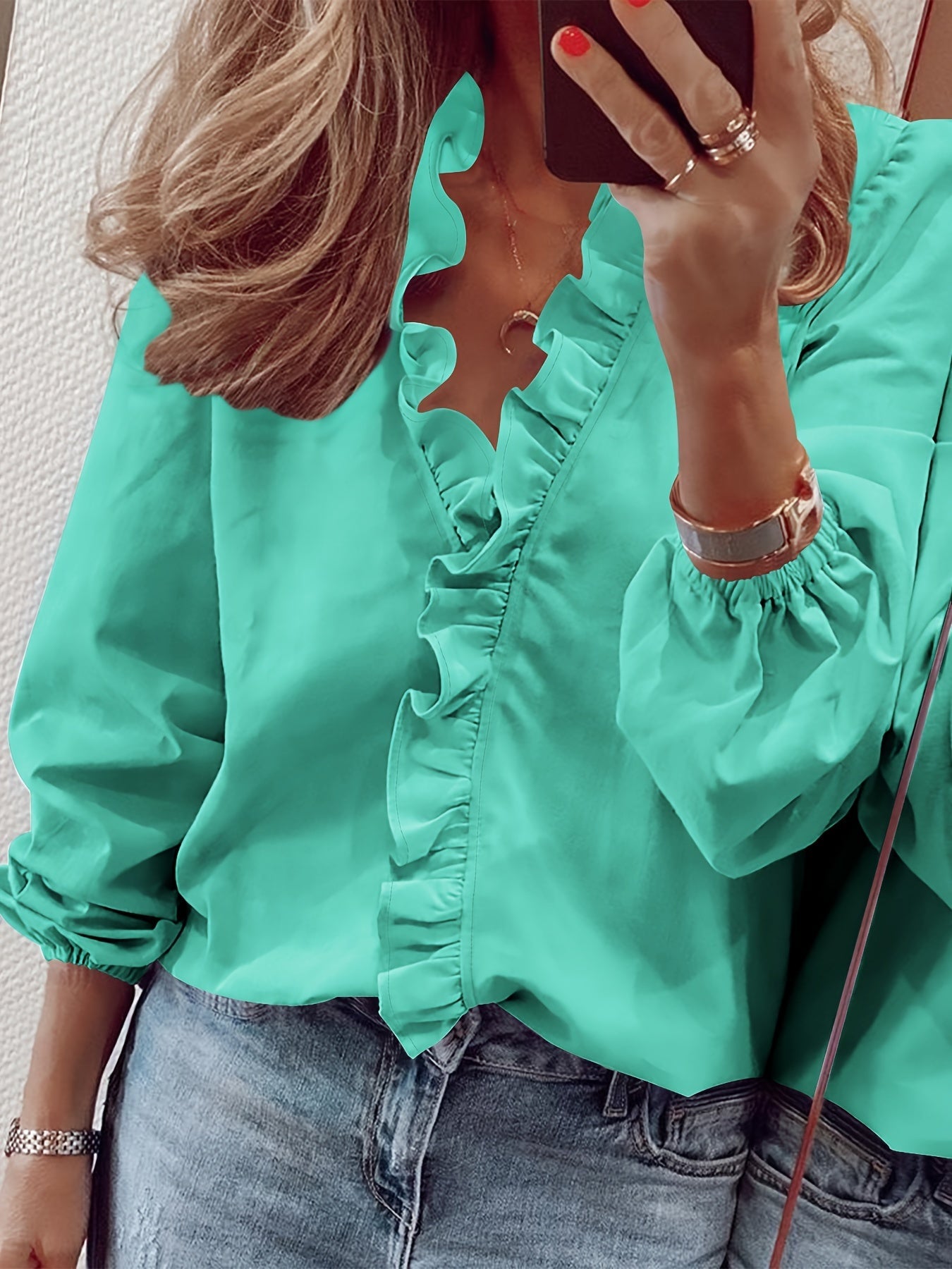 Blouse Femme Élégante à Volants Style Décontracté Chic pour le Printemps et l'Automne