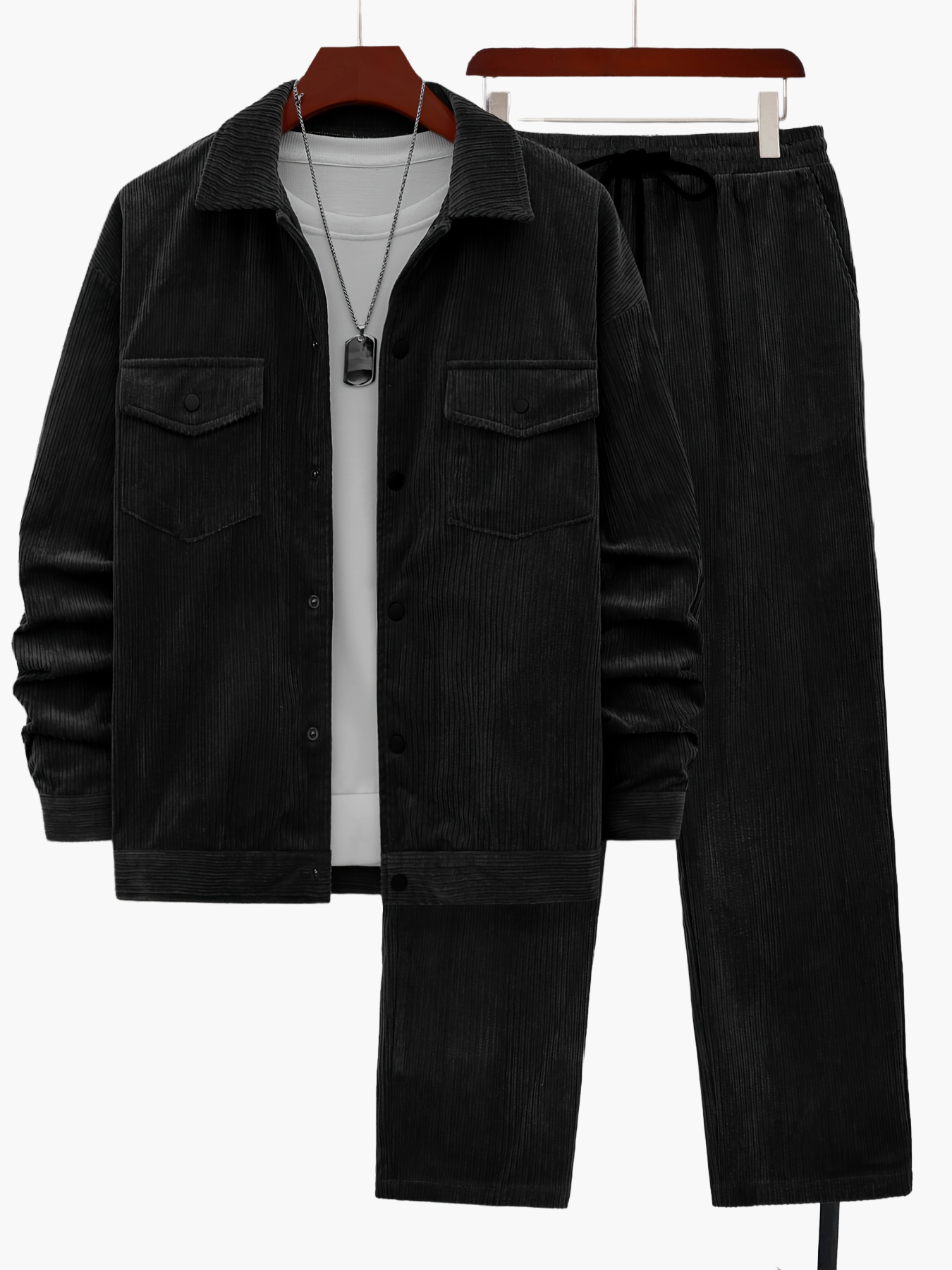 Ensemble décontracté homme style urbain veste et pantalon, idéal automne-hiver