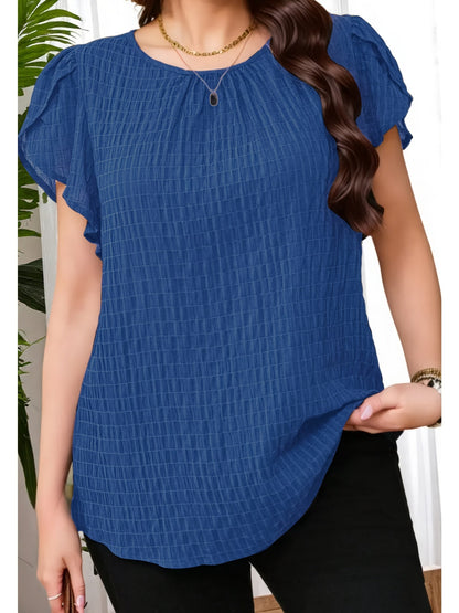 Elegancka bluzka damska z motylkowymi rękawami, styl casual do biura lub na wyjście