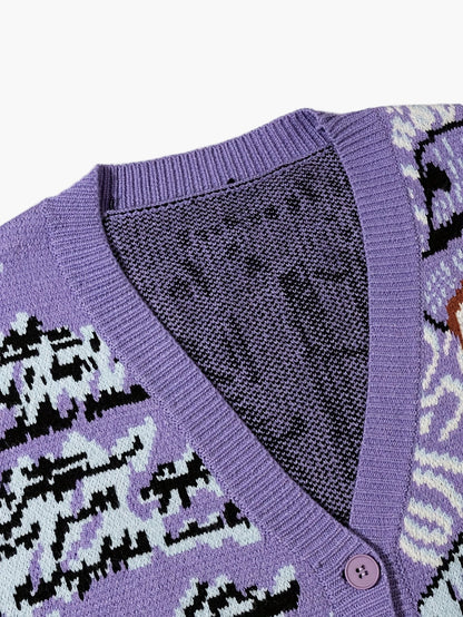 Cardigan décontracté homme style artistique avec motif portrait et paysage