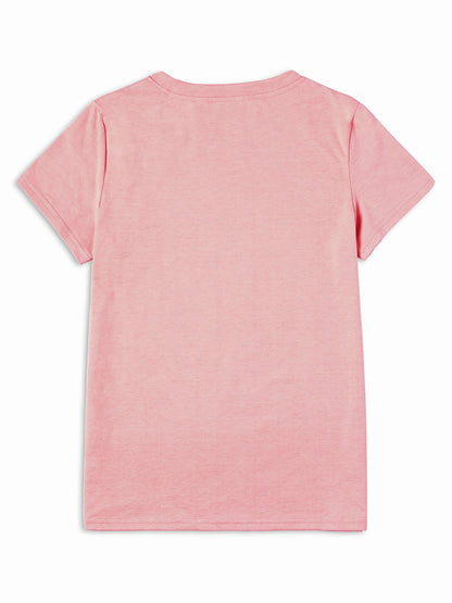 T-shirt donna stile casual con stampa floreale artistica per primavera ed estate