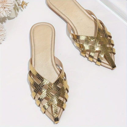 Mules plates femme à bout pointu style tressé chic pour usage quotidien et soirée