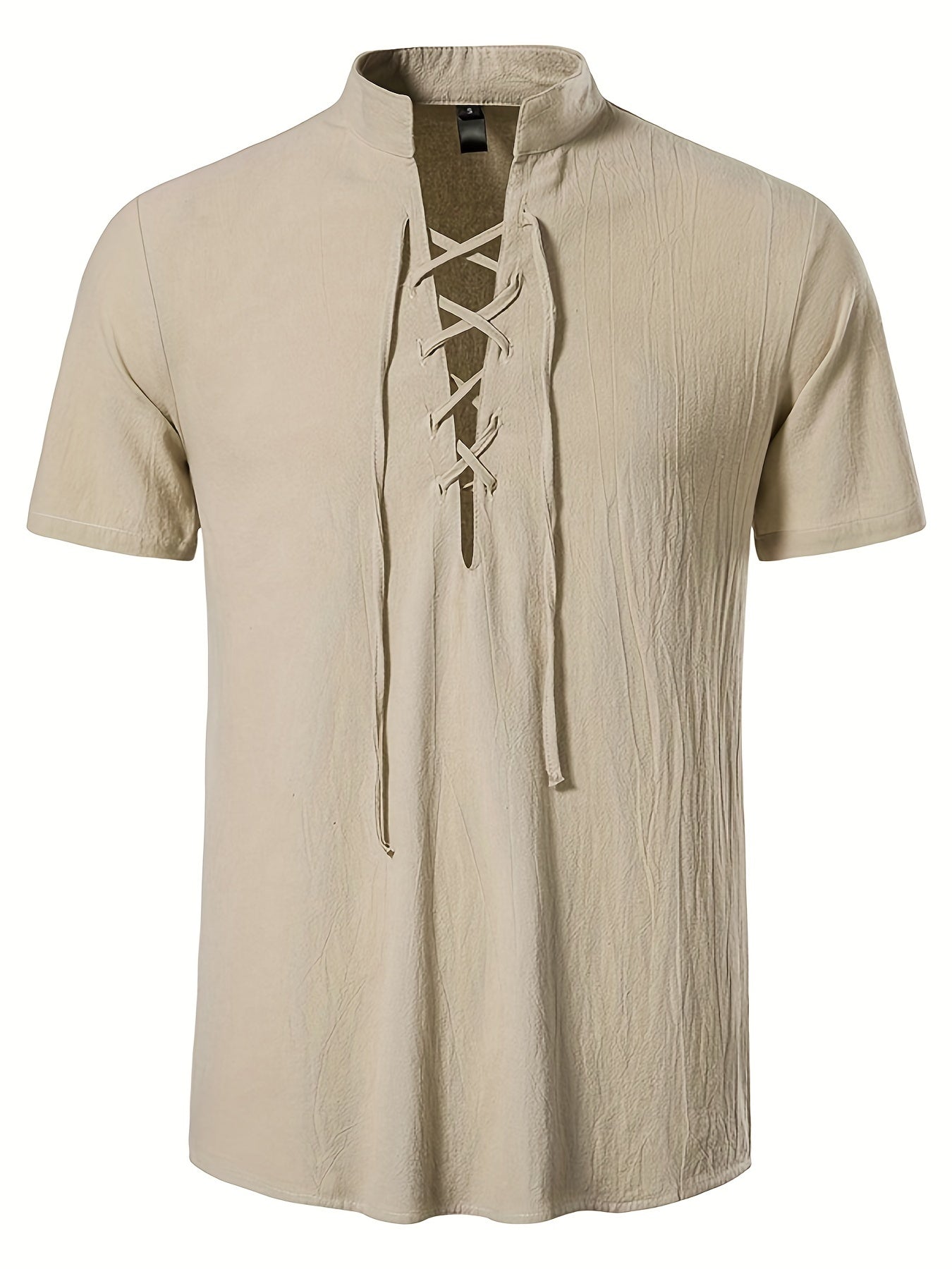 Camicia casual uomo maniche corte stile allacciato collo alla coreana per l'estate