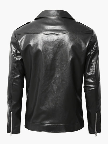 Veste Motard Homme Style Vintage à Fermeture Zippée pour Look Urbain