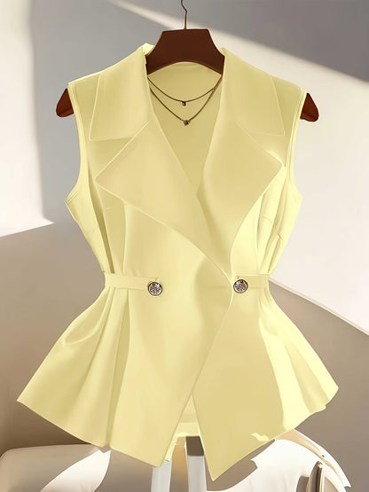 Gilet sans manches femme style tailleur chic pour bureau ou événement