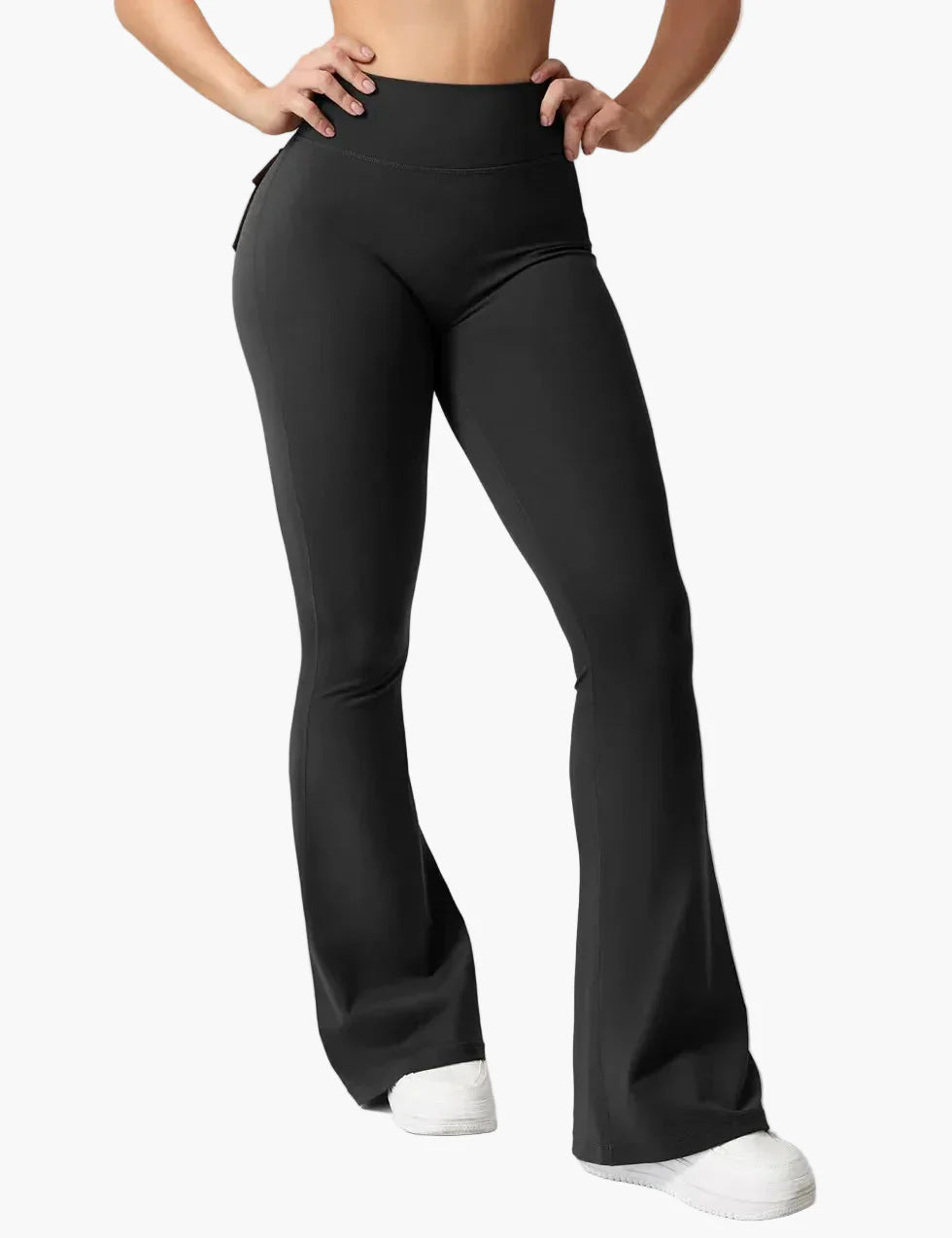 Legging cargo de fitness femme coupe évasée push-up taille haute pour sport et loisirs