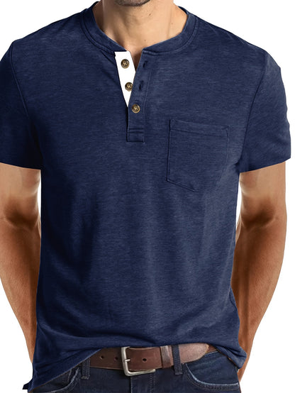 T-shirt à col tunisien décontracté pour homme – Style moderne pour usage quotidien