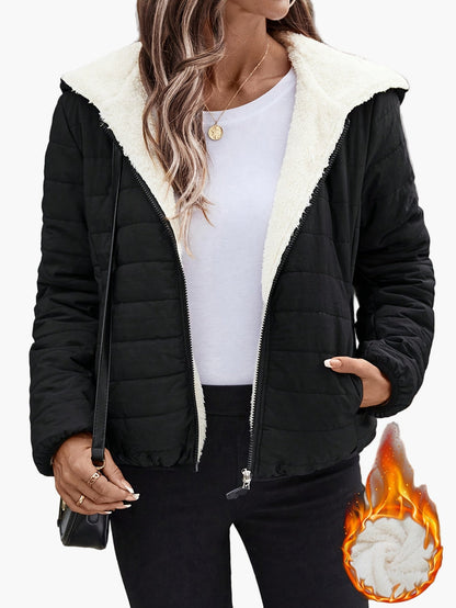 Veste matelassée à capuche pour femme style décontracté hiver chaude
