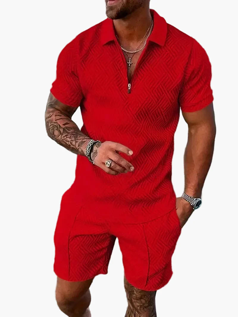 Conjunto de polo y pantalón corto estilo informal para hombre – Elegancia relajada de verano